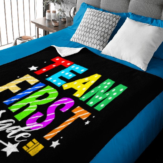 Team First Grade For Elementary Teacher Baby Blankets