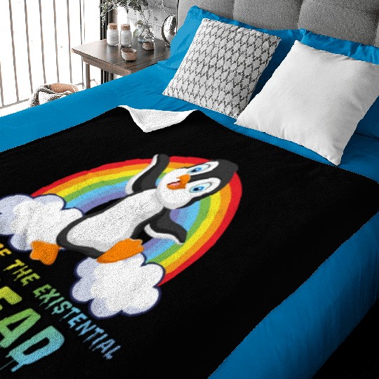 Embrace The Existential Dread Penguin Rainbow Baby Blankets