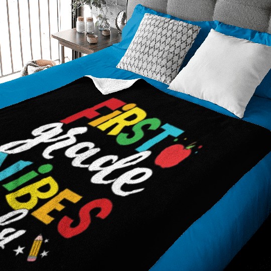 First Grade Vibes Only Elementary Teacher Baby Blankets