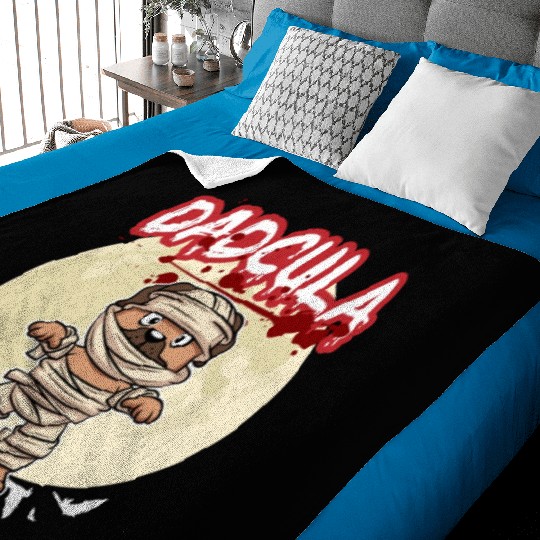Dadcula Dracula Vampire Dad Funny Halloween Party Baby Blankets