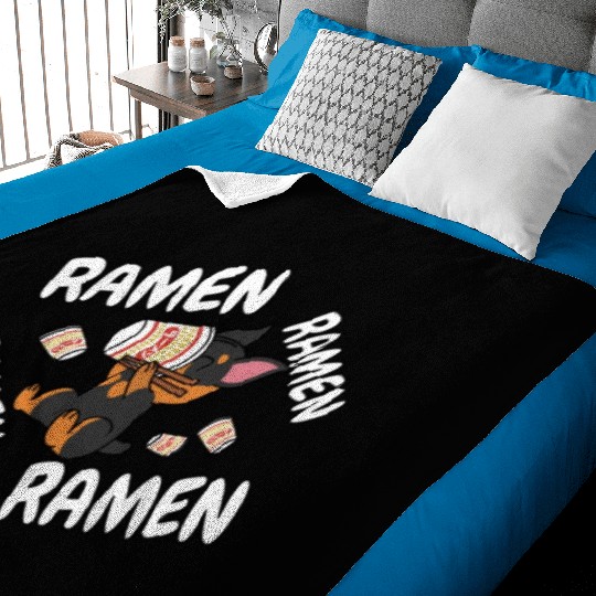 Doberman Instant Ramen Noodles Baby Blankets