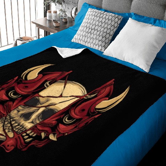Japanese style skull Baby Blankets