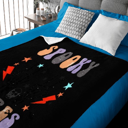 Spooky Vibes Retro Skeleton Hands Gift For Boys Baby Blankets