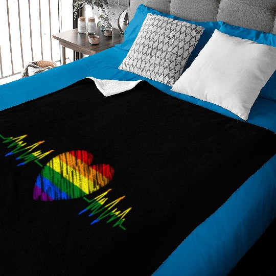Heart Heartbeat LGBTQ Gay Pride Rainbow Heart Rate Baby Blankets