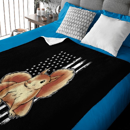 Squirrel US Flag Squirrel American Flag Squirrel Baby Blankets