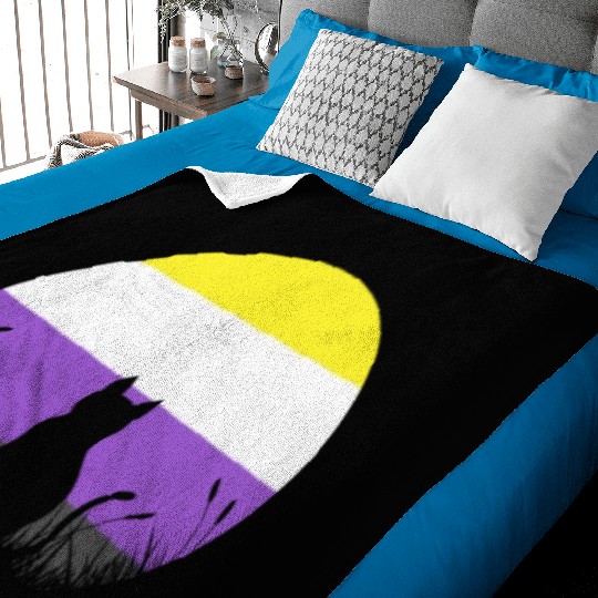 Cat Moon LGBT Nonbinary Flag Baby Blankets
