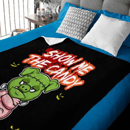 Show Me The Candy Halloween Costume Trick Or Treat Baby Blankets