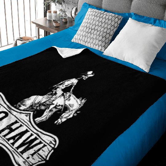 Cowboy Halloween Boo Haw Western Skeleton Rider Baby Blankets