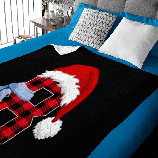 Number 8 Christmas Plaid Xmas Outfit For Boys Kids Baby Blankets
