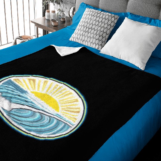 Surf Sunrise Oval Baby Blankets