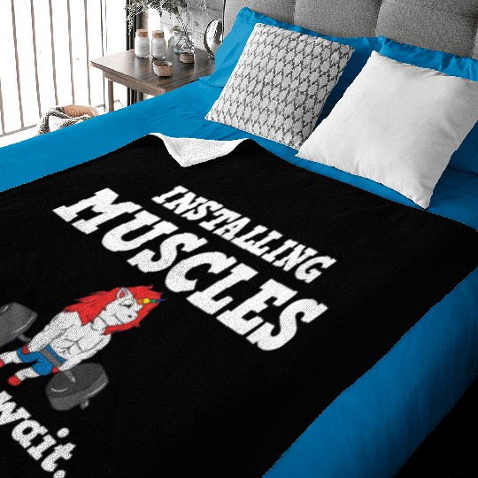 Unicorn Muscle Workout Fitness Training Sport Gym Baby Blankets