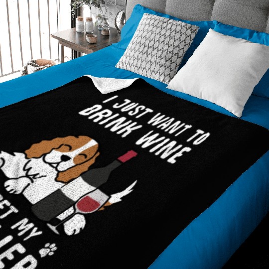 Drink Wine Cavalier King Charles Spaniel Baby Blankets