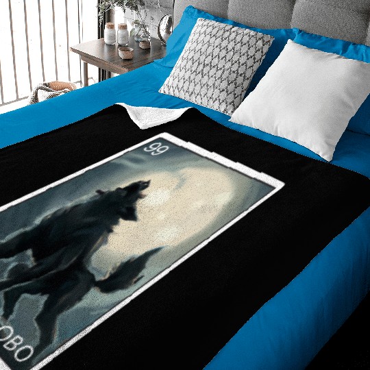 Hombre Lobo Werewolf Card Mexican Lottery Baby Blankets