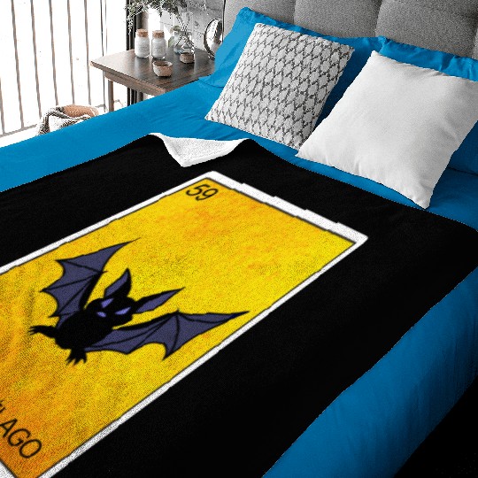 El Murcielago Bat Card Mexican Lottery Card Baby Blankets