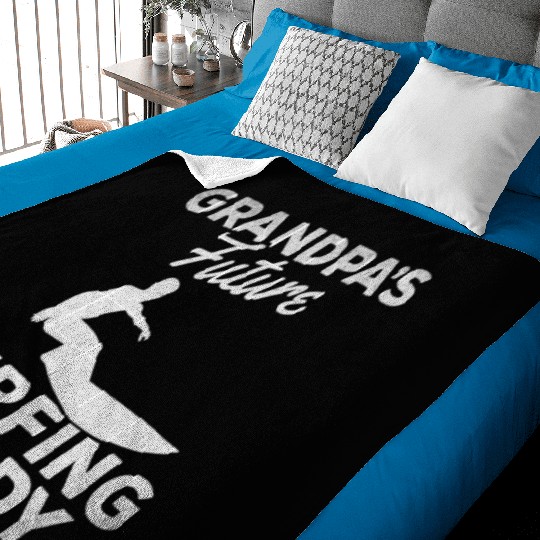 Grandpa's Future Surfing Buddy Surfer Baby Newborn Baby Blankets