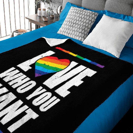 LGBT Love Who You Want Gay Pride Rainbow Heart Baby Blankets