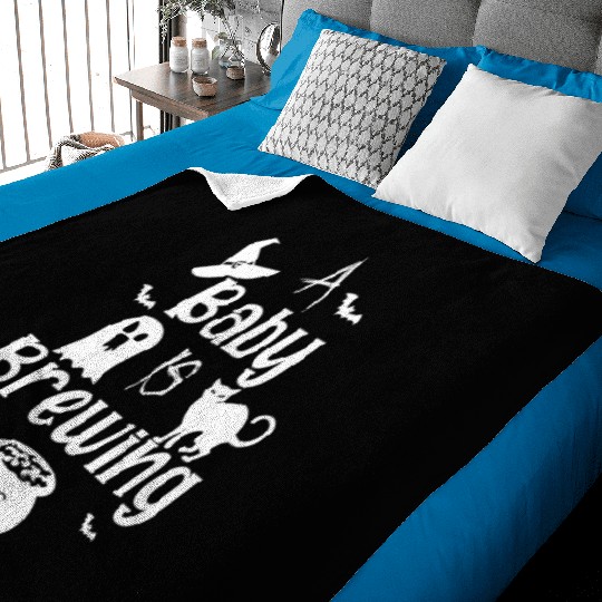 A Baby Is Brewing Maternity Halloween Women Funny Baby Blankets
