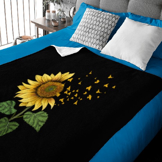 Sunflower Birds Cute Floral Birdwatching Baby Blankets