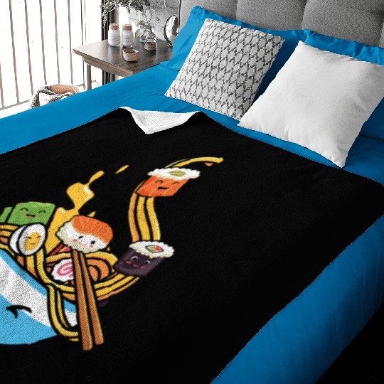 Kawaii Anime Ramen Sushi Baby Blankets
