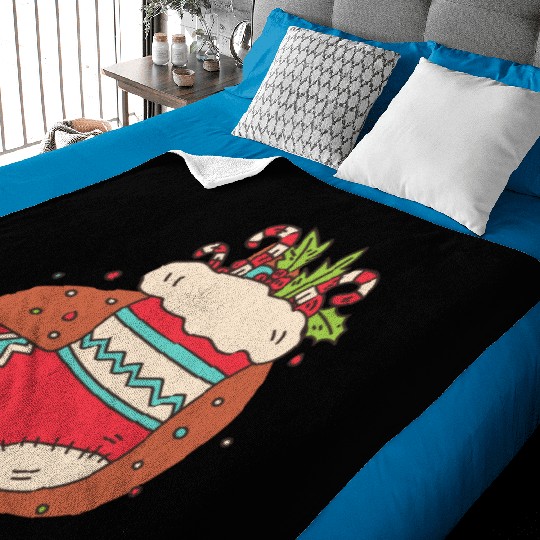 christmas sock with candy canes Baby Blankets