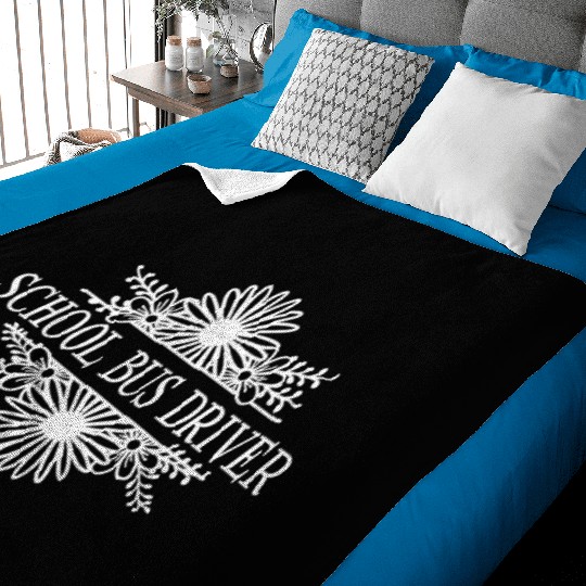 Schoolbus driver, floral school bus Baby Blankets