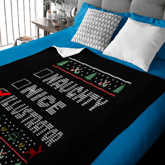 Naughty Nice Illustrator, Matching Christmas Baby Blankets