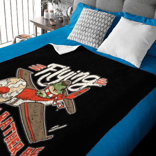 Distressed I'd Rather Be Flying Funny Frog Baby Blankets