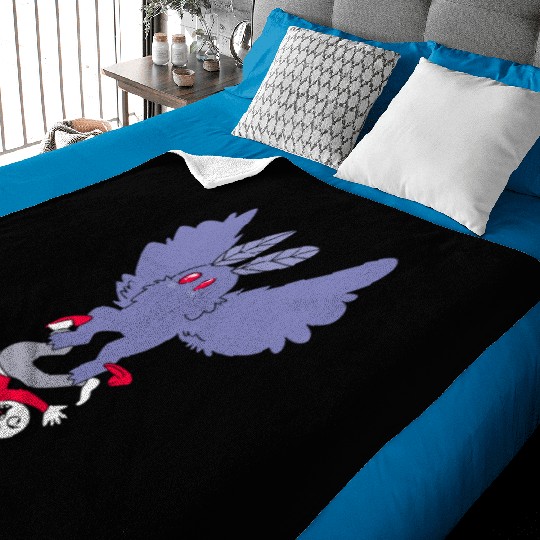 Mothman Abducting Human Goth Cryptid Funny Mothman Baby Blankets