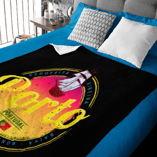 Porto in Portugal Ship Retro Sunset Vintage Baby Blankets