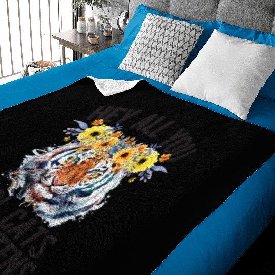 Hey All You Cool Cats And Kittens Flower Tiger Baby Blankets