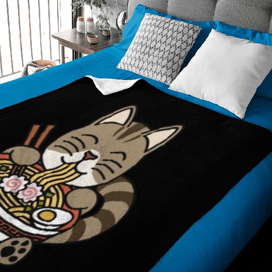 Exotic Shorthair Cat Ramen Noodles Baby Blankets