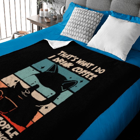 Funny Cat I Drink Coffee I Hate People Baby Blankets