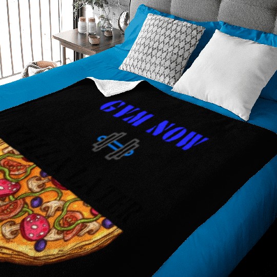 Gym now pizza later, funny gym saying, gym lover Baby Blankets