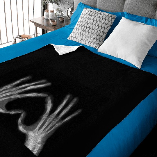 Skeleton Hand Heart Sign Bones Funny Halloween Baby Blankets