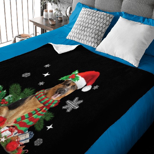 Christmas German Shepherd dog Baby Blankets