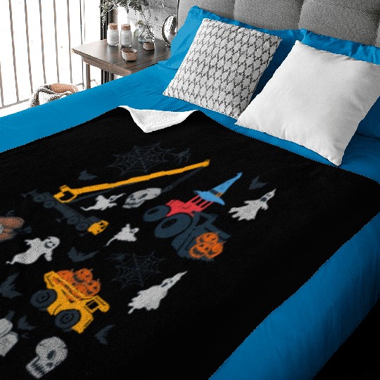 Spooky Construction Vehicles Baby Blankets