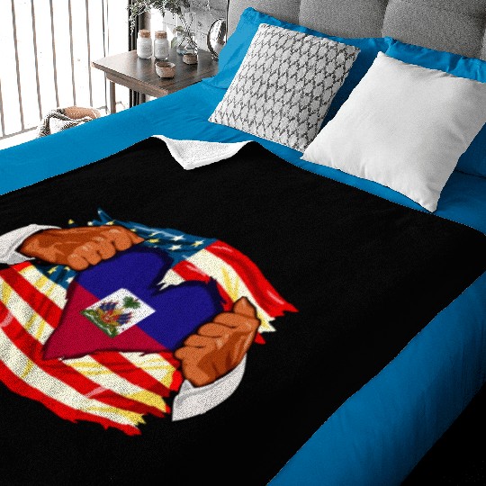 Haitians Who Live in America Haiti Flag Baby Blankets