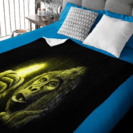 Gorilla and neon banana Baby Blankets