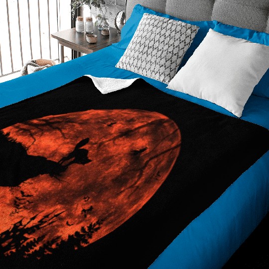 Cat Red Moon trick or treat Bats Forest Halloween Baby Blankets