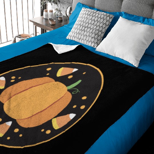Pumkpin on a circle with candy corn Baby Blankets