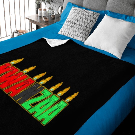 Afro American Candle Kinara Kwanzaa Baby Blankets