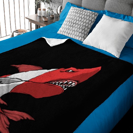 Scuba Diver Red White Flag Shark Scuba Diving Baby Blankets