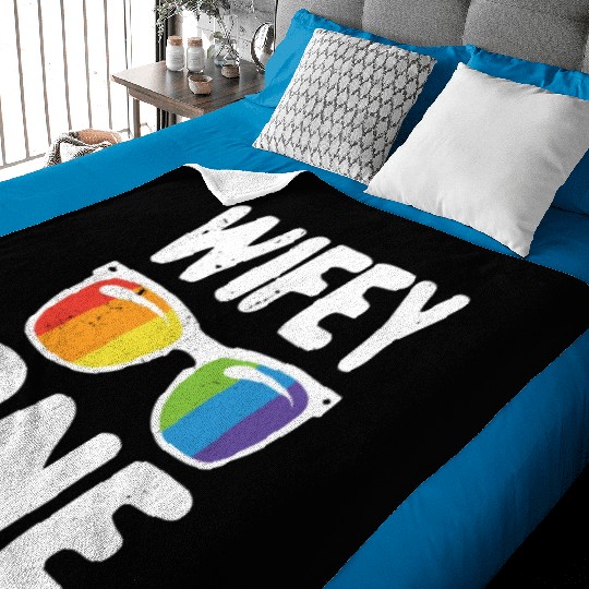 Wife One Funny Lgbt Lesbian Couple LGBT Pride Gay Baby Blankets