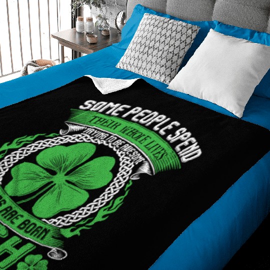 Born Irish Shamrock Lucky Clover Ireland Holiday Baby Blankets