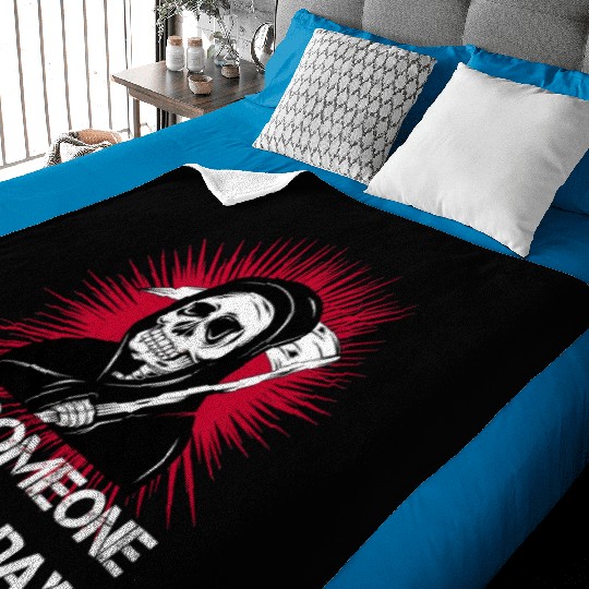 Grim Reaper Leg Day Black Metal skull and scythe Baby Blankets