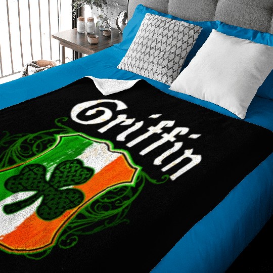 Griffin Irish Surname Ireland Flag Shield Shamrock Baby Blankets