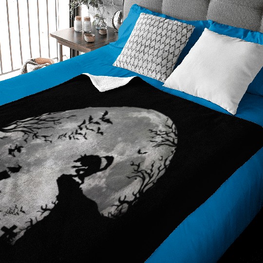Halloween Werewolf Full Moon Bats and Black trick Baby Blankets