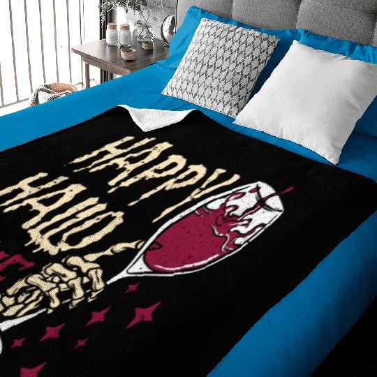 Happy Hallo Wine Spooky Alcoholic Drink Baby Blankets