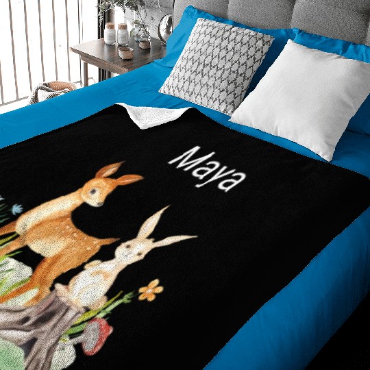 Animal deer rabbit hedgehog Maya Baby Blankets