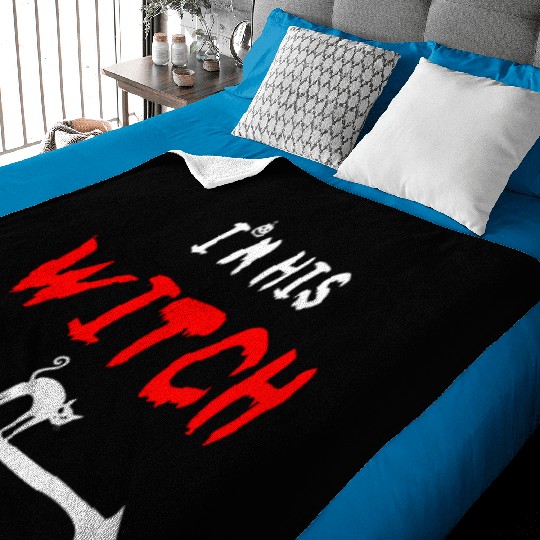 haolloween I'm his Witch Cat trick or treat couple Baby Blankets